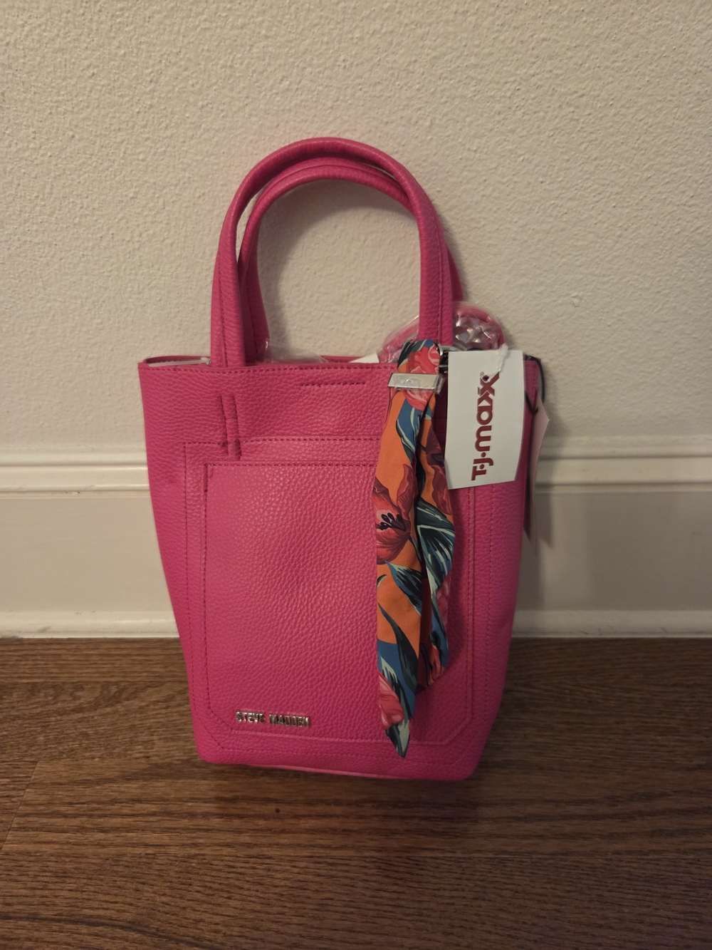 NWT Steve Madden Pink Mini Tote Bag with Scarf Accent